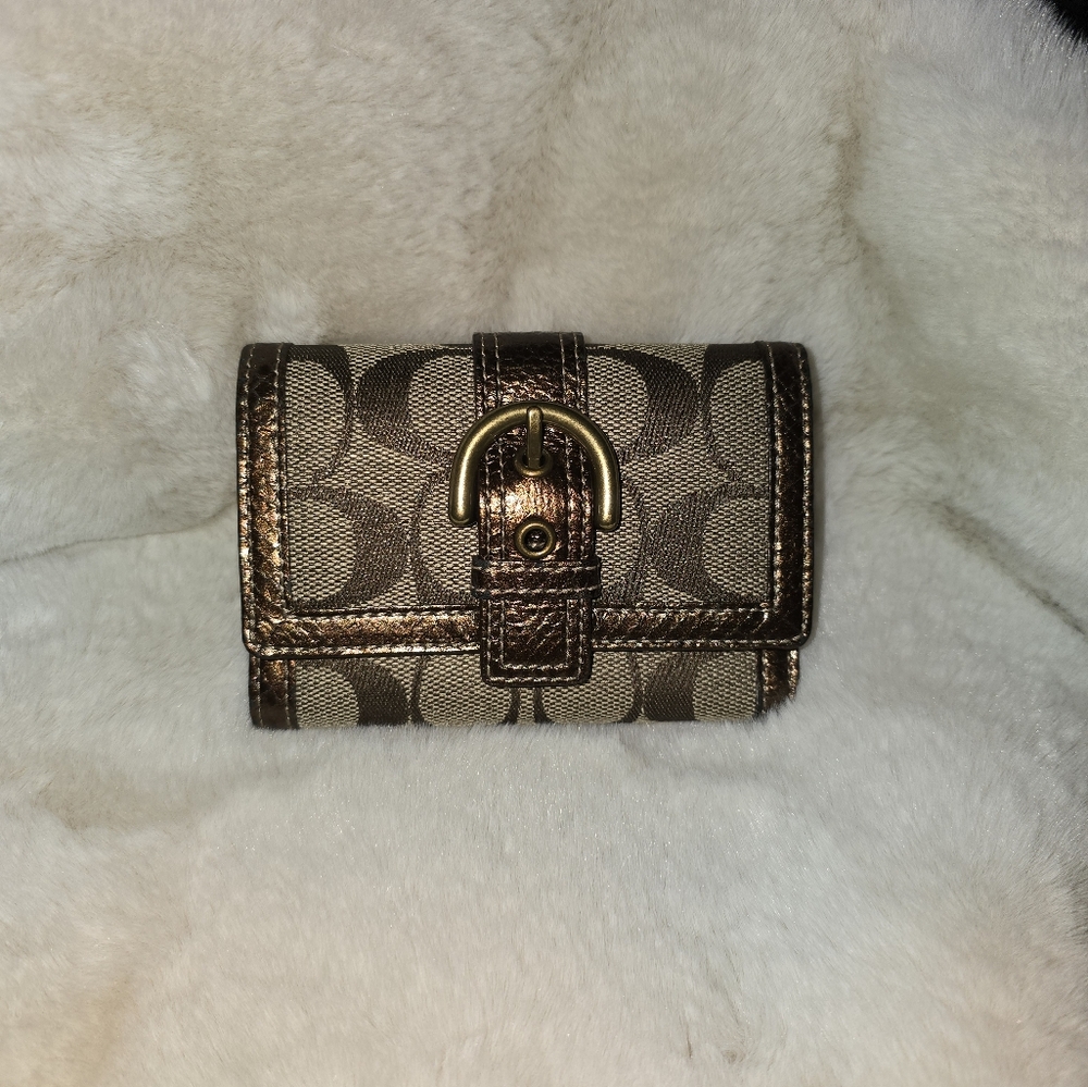 Coach Soho Brown And Gold Trifold wallet